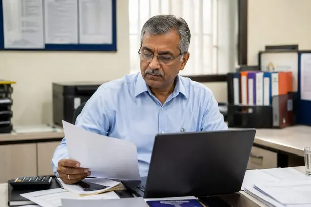 A senior leader reviewing reports